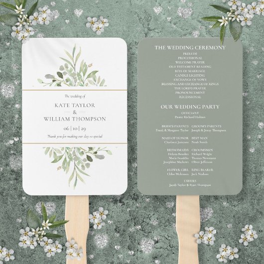 Hochzeitsprogramm für elegante Wasserfarben Fächer