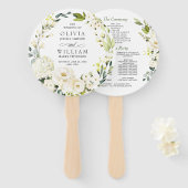 Hochzeitsprogramm für elegante Weiße Rosen Fächer (Vorne und Hinten)