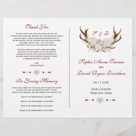 Hochzeitsprogramm für elegante White Blume Antlers