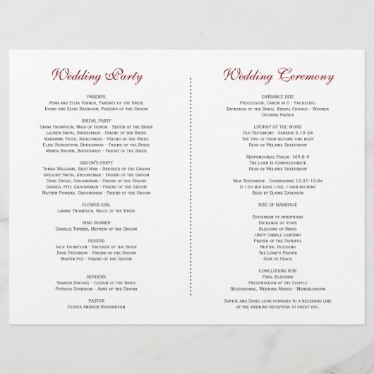 Hochzeitsprogramm für elegante White Blume Antlers (Rückseite)