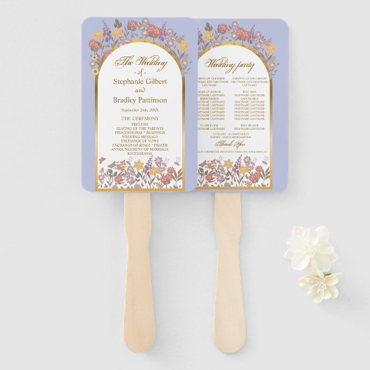 Hochzeitsprogramm für Elegante Wildblume Fächer (Vorne und Hinten)