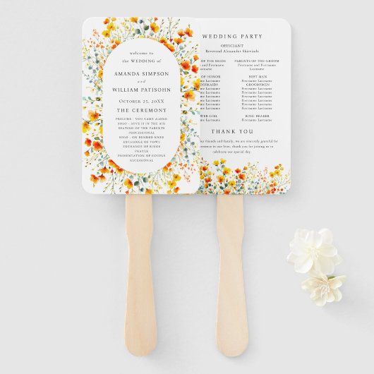 Hochzeitsprogramm für Elegante Wilde Blume Fächer (Vorne und Hinten)