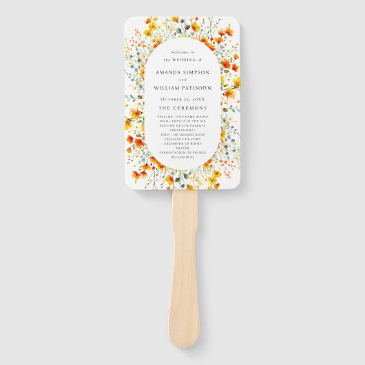 Hochzeitsprogramm für Elegante Wilde Blume Fächer (Vorderseite)
