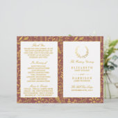 Hochzeitsprogramm für Elegantes Gold Floral Wreath (Stehend Vorderseite)