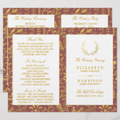 Hochzeitsprogramm für Elegantes Gold Floral Wreath (Vorne/Hinten)