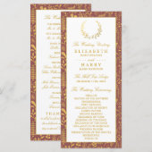 Hochzeitsprogramm für Elegantes Gold Floral Wreath Programm (Vorne/Hinten)