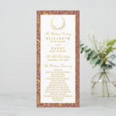 Hochzeitsprogramm für Elegantes Gold Floral Wreath Programm (Stehend Vorderseite)