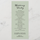 Hochzeitsprogramm für Elegantes Grün Programm (Rückseite)