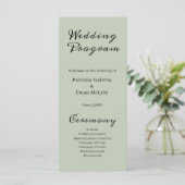 Hochzeitsprogramm für Elegantes Grün Programm (Stehend Vorderseite)