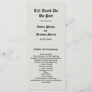Hochzeitsprogramm für Elegantes Skelett Programm