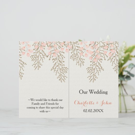 Hochzeitsprogramm für Elfenbein (Stehend Vorderseite)