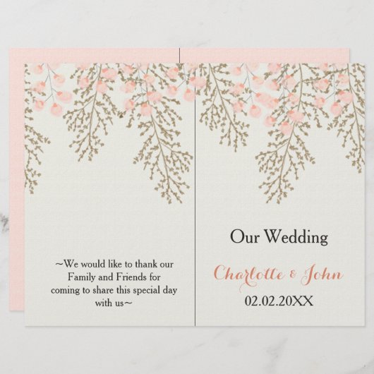 Hochzeitsprogramm für Elfenbein (Vorne/Hinten)