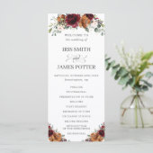 Hochzeitsprogramm für Elfenbein Burgund Orange Programm (Stehend Vorderseite)