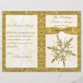 Hochzeitsprogramm für Elfenbein & Gold Glitzer Sno (Vorderseite)