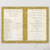 Hochzeitsprogramm für Elfenbein & Gold Glitzer Sno (Rückseite)
