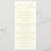 Hochzeitsprogramm für Elfenbein und Gold Programm (Vorderseite)