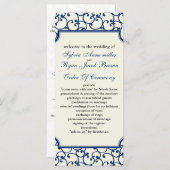 Hochzeitsprogramm für Elfenbein und Königsblauer Programm (Vorne/Hinten)