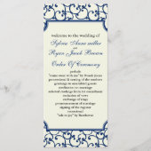 Hochzeitsprogramm für Elfenbein und Königsblauer Programm (Vorderseite)