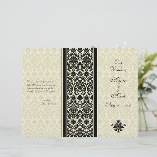 Hochzeitsprogramm für Elfenbein und Schwarze Damas (Stehend Vorderseite)