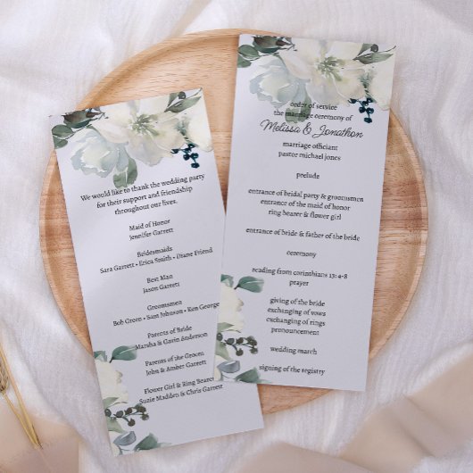 Hochzeitsprogramm für Elfenbeinblumen Programm
