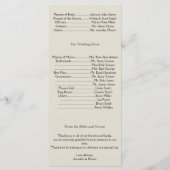 Hochzeitsprogramm für Elfenbeinschwarz und Gold Programm (Rückseite)