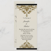 Hochzeitsprogramm für Elfenbeinschwarz und Gold Programm (Vorne/Hinten)