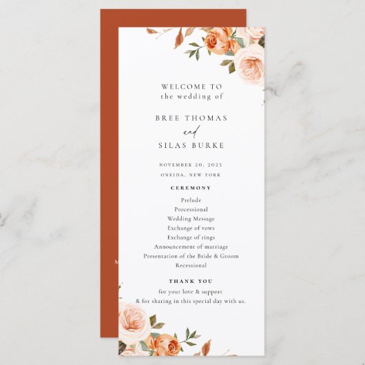 Hochzeitsprogramm für Erdbeben im Herbst Programm (Vorne/Hinten)