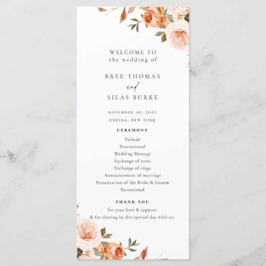 Hochzeitsprogramm für Erdbeben im Herbst Programm (Vorderseite)