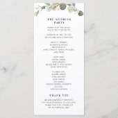 Hochzeitsprogramm für Eukalyptus Programm (Rückseite)