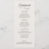 Hochzeitsprogramm für extravagantes Foto Programm (Rückseite)