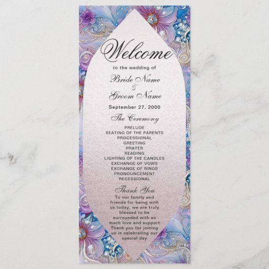Hochzeitsprogramm für farbenfrohe florale Frühling Programm (Vorderseite)