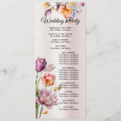 Hochzeitsprogramm für farbenfrohe Frühlingsblumen Programm (Rückseite)