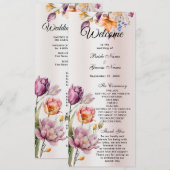 Hochzeitsprogramm für farbenfrohe Frühlingsblumen Programm (Vorne/Hinten)