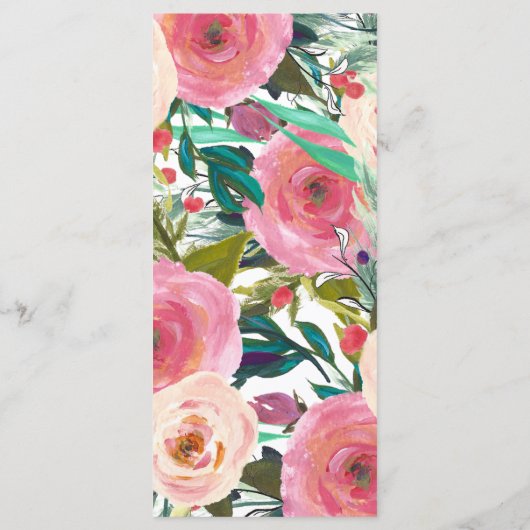 Hochzeitsprogramm für farbenfrohe Wasserfarben Programm (Rückseite)