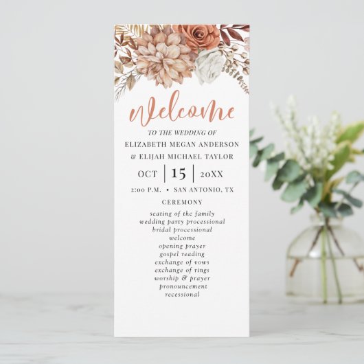 Hochzeitsprogramm für Flora und Fauna Einladung (Stehend Vorderseite)