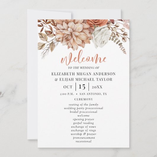 Hochzeitsprogramm für Flora und Fauna Einladung (Vorderseite)