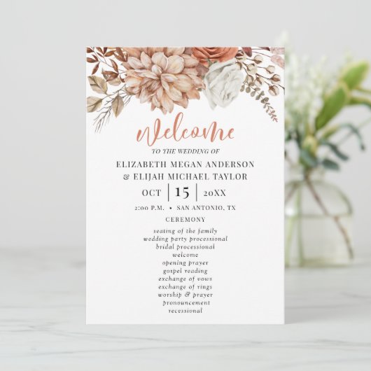 Hochzeitsprogramm für Flora und Fauna Einladung (Stehend Vorderseite)