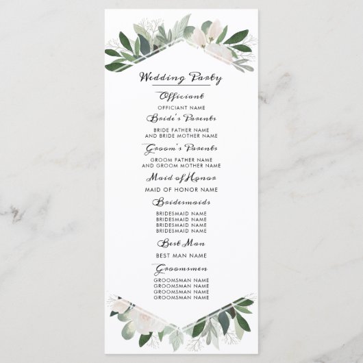 Hochzeitsprogramm für Garden Blush Programm (Rückseite)