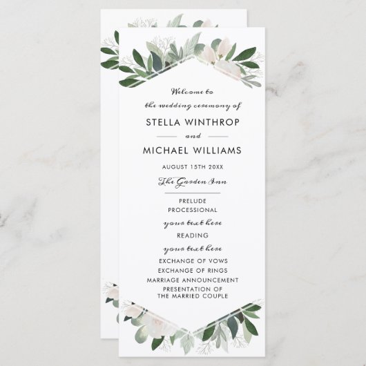 Hochzeitsprogramm für Garden Blush Programm (Vorne/Hinten)