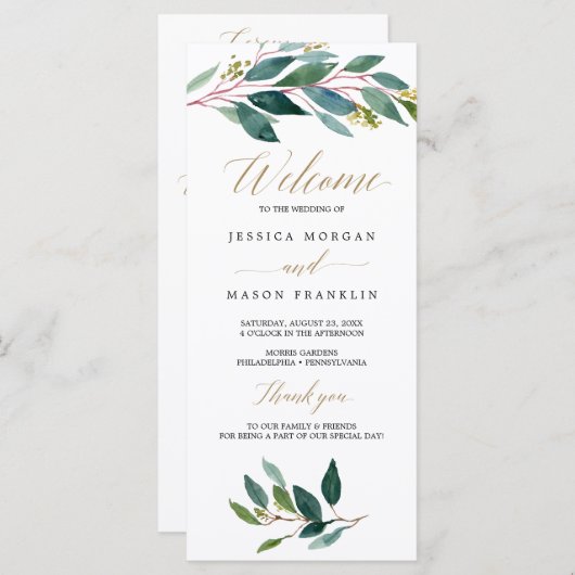 Hochzeitsprogramm für Garden Grüntöne - Zeremonie Programm (Vorne/Hinten)