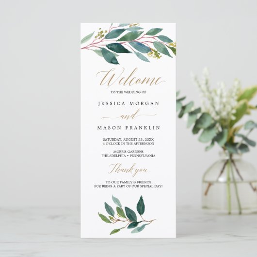 Hochzeitsprogramm für Garden Grüntöne - Zeremonie Programm (Stehend Vorderseite)