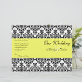 Hochzeitsprogramm für Gelb, Schwarz und Weiß (Stehend Vorderseite)