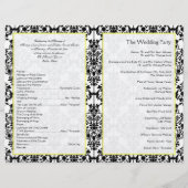 Hochzeitsprogramm für Gelb, Schwarz und Weiß (Rückseite)