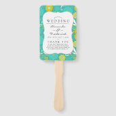 Hochzeitsprogramm für Gelb und Aquamarine Blumen Fächer (Vorderseite)