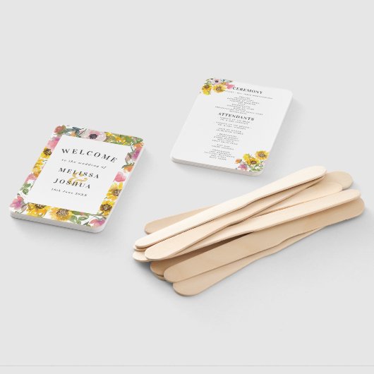 Hochzeitsprogramm für Gelb und Rosa Fächer (Non-assembled)