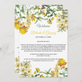 Hochzeitsprogramm für Gelbe Wasserfarben Programm (Vorne/Hinten)