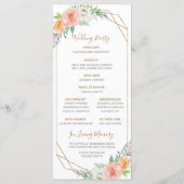 Hochzeitsprogramm für geometri-Wasserfarben-Blume Programm (Rückseite)