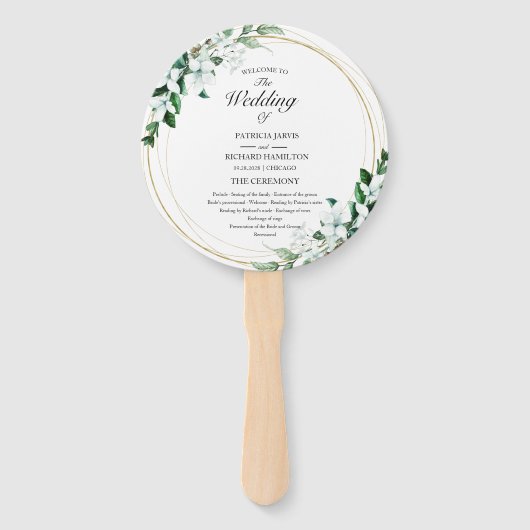 Hochzeitsprogramm für geometrische Blumenbeete Fächer (Vorderseite)