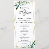 Hochzeitsprogramm für geometrische Blumengrün Programm (Vorderseite)