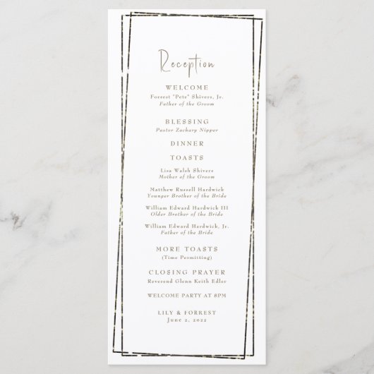 Hochzeitsprogramm für geometrische Empfänge Menükarte (Vorderseite)